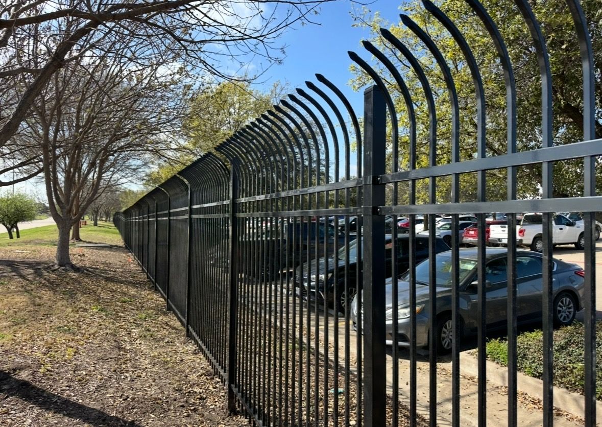 Ornamental metal fencing installed at a commercial property in DFW