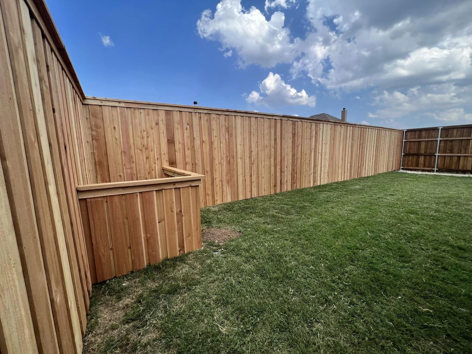 Custom-built cedar privacy fence installed in Fort Worth, TX