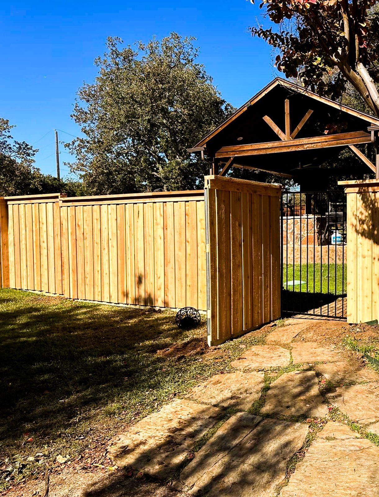 Board-on-board cedar fence project in Fort Worth, TX